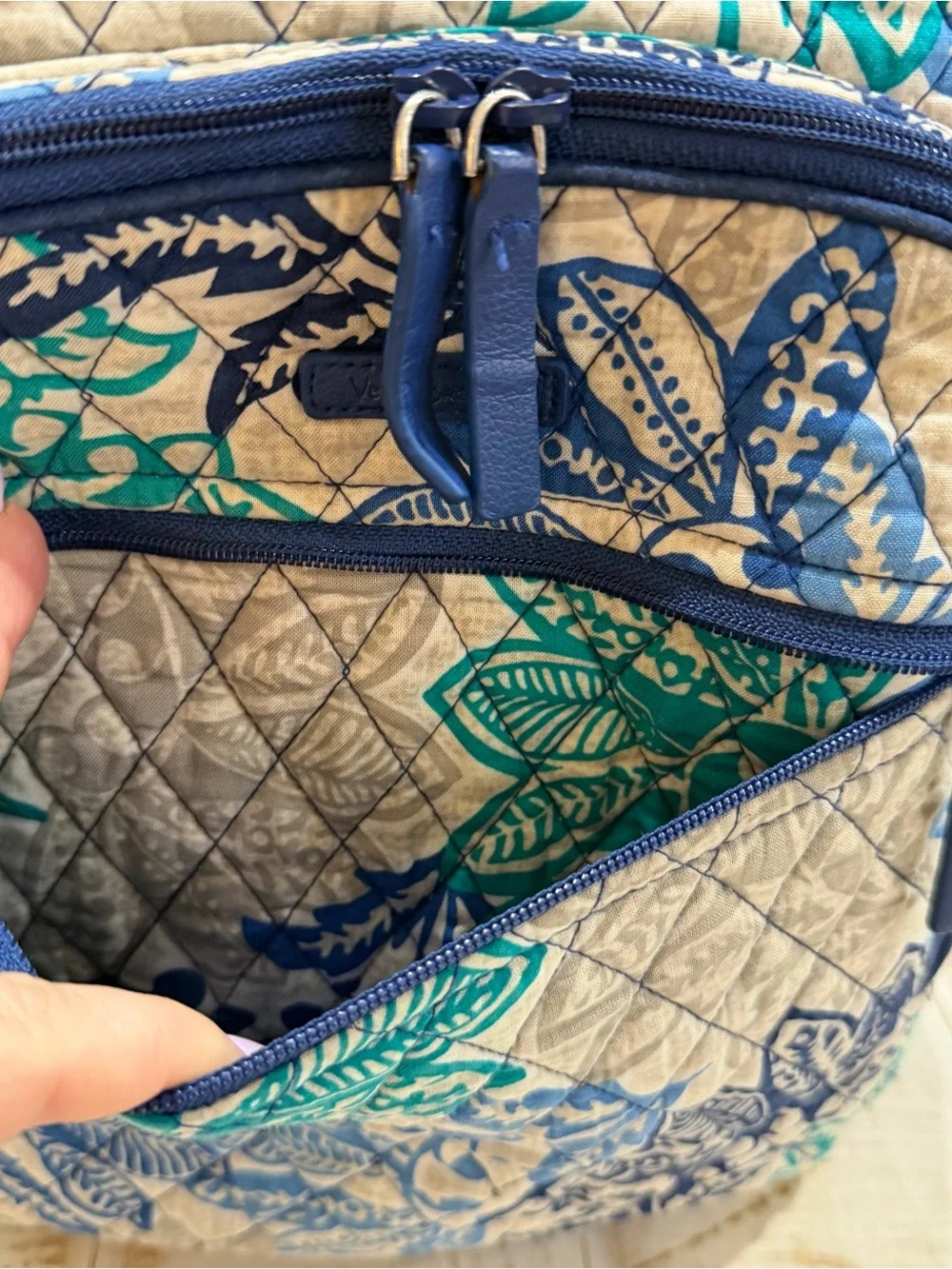 Vera Bradley Backpack Campus Tech Santiago Blue, Teal & Cream Floral Laptop Bag